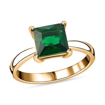 3er Set - Neongr&uuml;ner Kristall  Ring, Anh&auml;nger mit Kette und Ohrringe Schmuckset (Gr&ouml;&szlig;e 18.00), Reiner Edelstahl, vergoldet