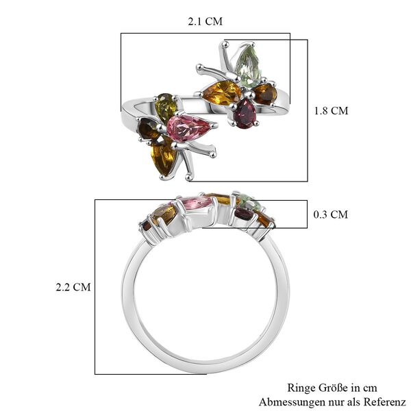 D joy Mehrfarbiger-Turmalin Ring, 925 Silber platiniert (Größe 20.00) ca. 1.18 ct image number 7