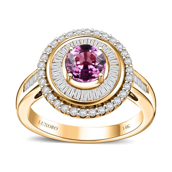LUXORO zertifiziert und gepr&uuml;ft AAA rosa Saphir und Diamant Ring in 585 Gold - 1,65 ct.