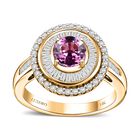 AAA Rosa Saphir, Weißer Diamant Ring 585 Gold (Größe 17.00) ca. 1,65 ct