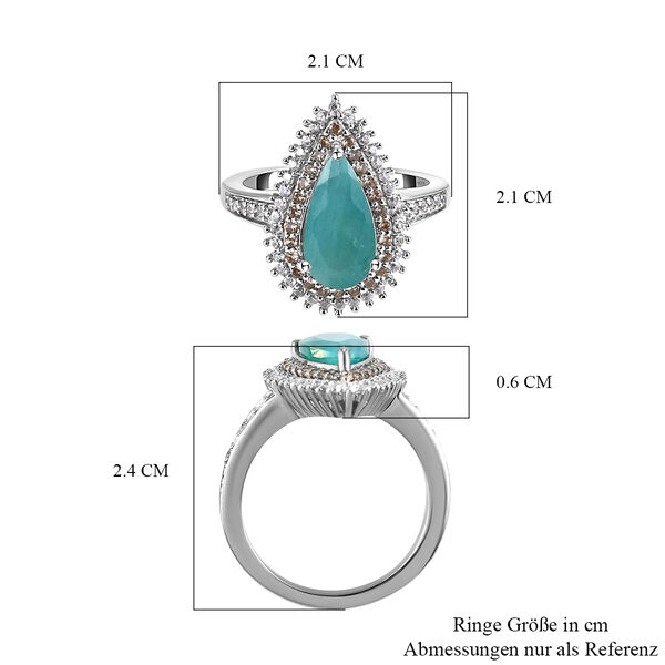 Grandidierit und nat&uuml;rlicher Champagner Zirkon-Ring, 925 Silber platiniert  ca. 2,73 ct image number 6