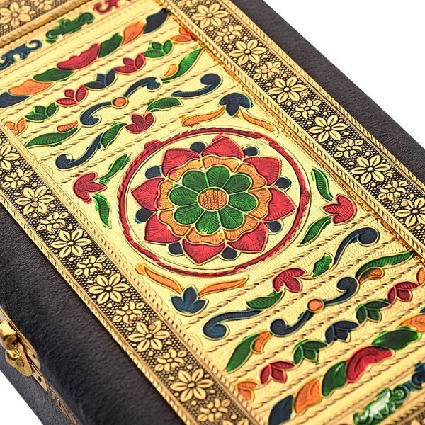 Handgefertigte, oxidierte Schmuckbox mit Blumen-Prägung, 24,2x15x7 cm image number 5