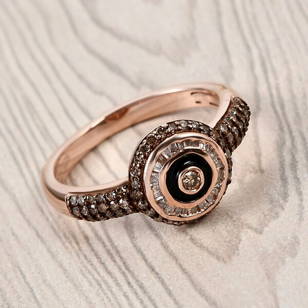 Natürlicher Champagner Diamant Ring 925 Silber Roségold Vermeil image number 2