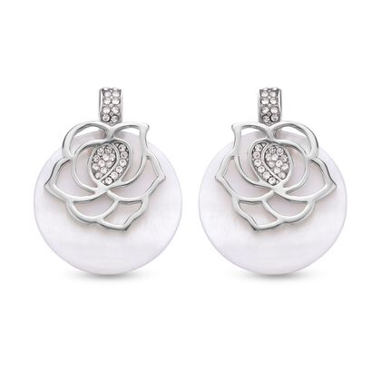 Wei&szlig;er Muschelkernperle, Wei&szlig;er Kristall Ohrringe