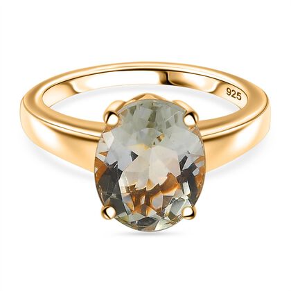 Prasiolith Ring, 925 Silber vergoldet (Größe 17.00) ca. 3.37 ct