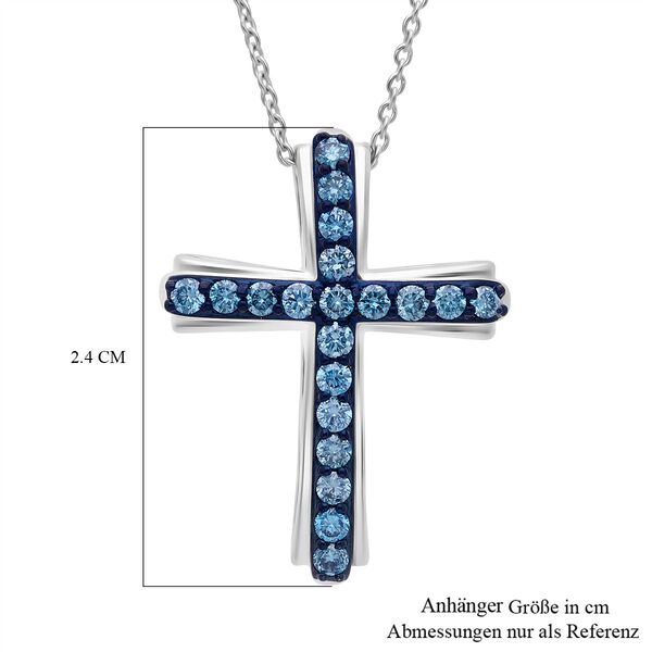 LUXURIANT DIAMOND - Lab Grown Blauer Diamant SI-GH SGL zertifiziert Anhänger mit Kette ca. 50 cm, 925 Silber rhodiniert ca. 0,50 ct. image number 5