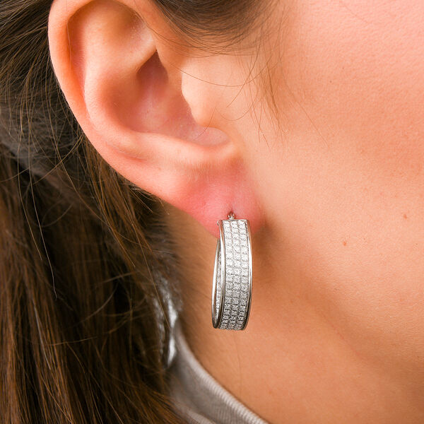 NY Kollektion- Diamantschliff-Creolen in rhodiniertem Silber image number 1