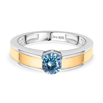 D'Joy AA Blauer Zirkon Ring 925 Silber platiniert und vergoldet (Gr&ouml;&szlig;e 17.00) ca. 1,11 ct