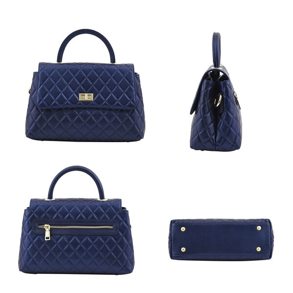 LA MAREY Crossbody Tasche aus 100% echtem Leder mit RFID Schutz und abnehmbarem Riemen, Blau image number 4