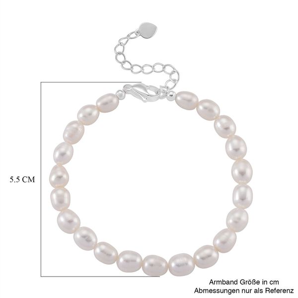 Weiße Süßwasser Perle Armband ca. Flexibles cm Standard 25.00 ct image number 5