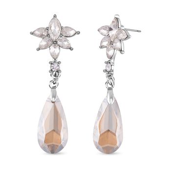 Wei&szlig;e und Champagner Kristall-Ohrringe - 13 ct.