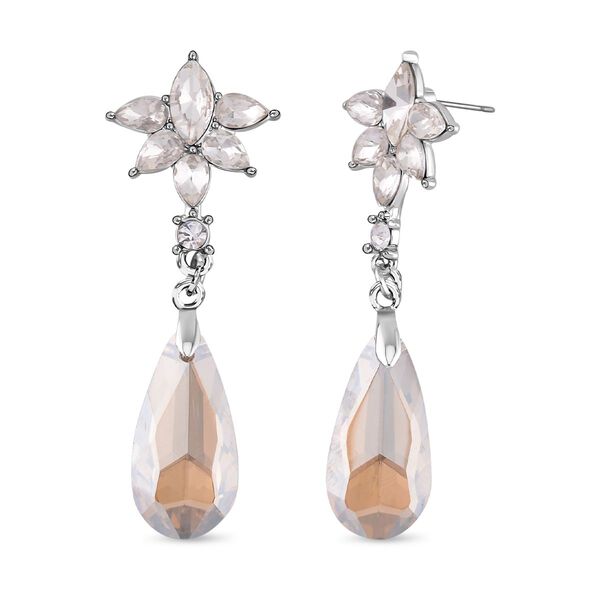 Wei&szlig;e und Champagner Kristall-Ohrringe - 13 ct.