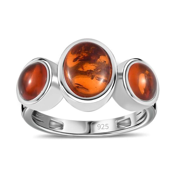 Natürlicher baltischer Bernstein Ring, 925 Silber rhodiniert, (Größe 17.00) ca. 1.47 ct image number 4