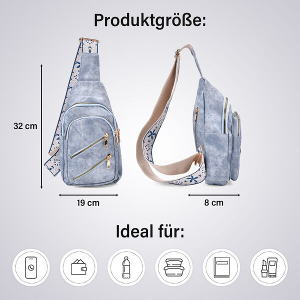 Rucksack aus Nylon mit RFID-Schutz, 19x8x32 cm, Blau image number 4
