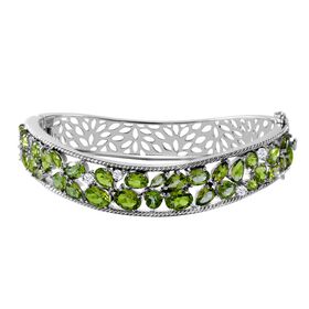 AA Natürlicher Peridot Armreif ca. 19 cm 925 Silber rhodiniert ca. 15.12 ct