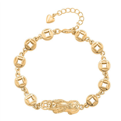 Nickelfreies Messing Armband ca. 18 cm + 2.5 cm Extender, ca. 13,50g, Goldfarben