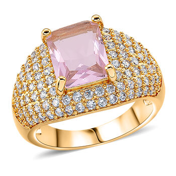 Rosa Zirkonia, Wei&szlig;er Zirkonia Ring Nickelfreies Messing gelb vergoldet (Gr&ouml;&szlig;e 20.50)