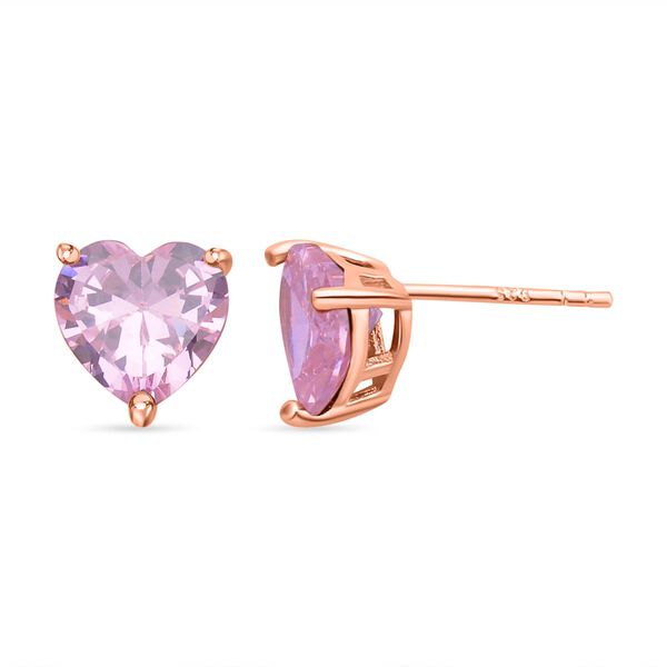 Rosa Zirkonia Herz Ohrstecker, 925 Silber rosévergoldet ca. 5.70 ct image number 0