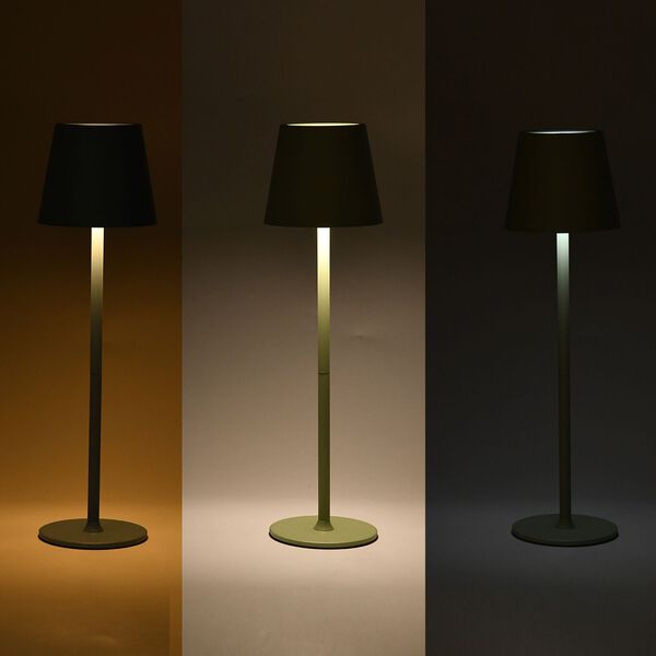 Wiederaufladbare, dimmbare Metall-Tischlampe, 11x38cm, Gr&uuml;n image number 3