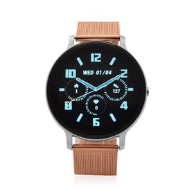Eleganz Mesh HiWatch Plus, Silber und Gold, Smartwatch mit Dual-Modus Bluetooth, 1,28 IPS Display und Wassergeschütztes Design