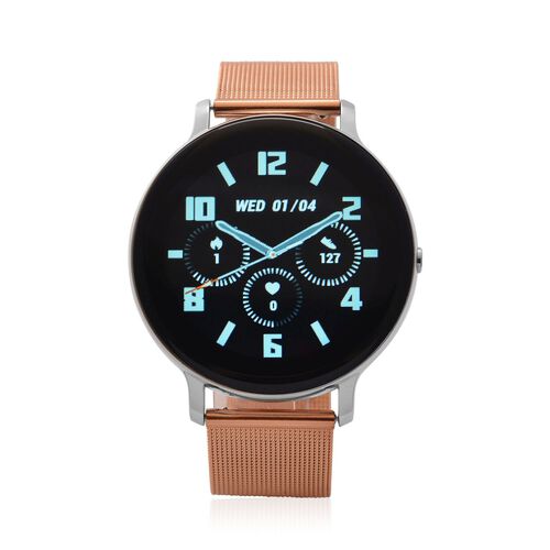 Eleganz Mesh HiWatch Plus, Silber und Gold, Smartwatch mit Dual-Modus Bluetooth, 1,28 IPS Display und Wassergeschütztes Design image number 0