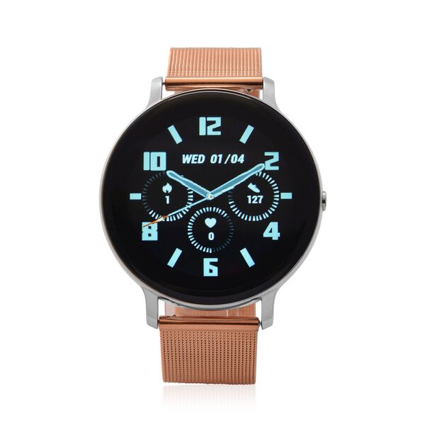 Eleganz Mesh HiWatch Plus, Silber und Gold, Smartwatch mit Dual-Modus Bluetooth, 1,28 IPS Display und Wassergeschütztes Design image number 0