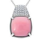 AAA Rosa Königsmuschel Perle, Weißer Zirkon Anhänger mit Kette, 925 Silber rhodiniert