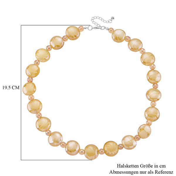 Champagner Glas-Perlen 53,25cm Halskette und flexibles Armband im Murano-Stil image number 5