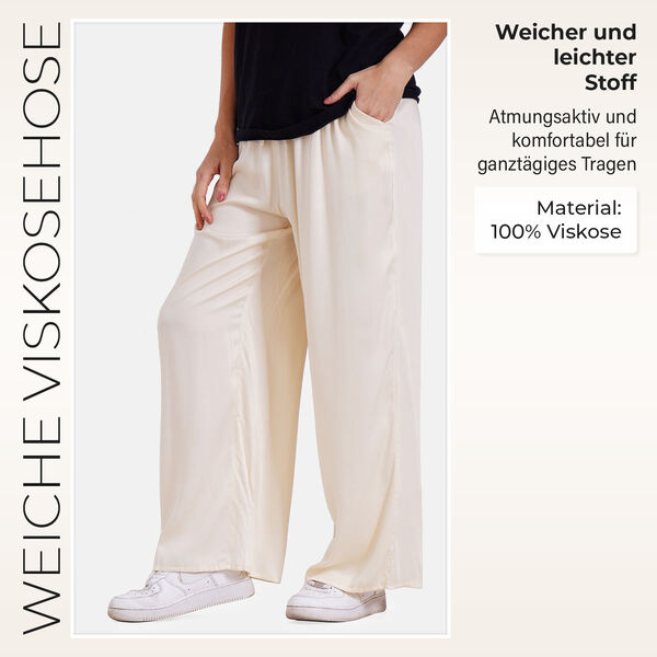 Locker geschnittene Damenhose mit Gummibund, Einheitsgr&ouml;&szlig;e, Beige image number 2