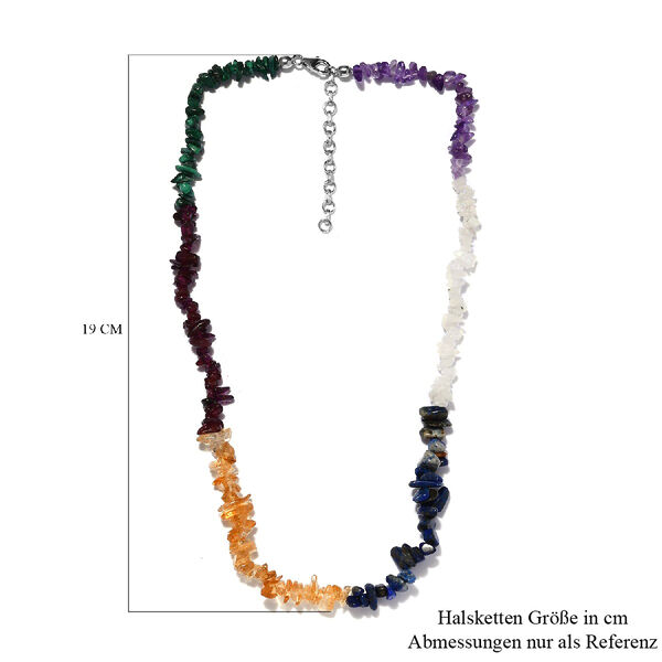 Mehrfarbig Edelsteine Halskette 50 cm Lange 925 Silber rhodiniert ca. 125,10 ct image number 5