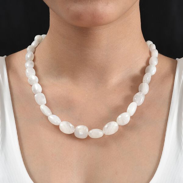 Regenbogen Mondstein Halskette ca. 45 cm 925 Silber rhodiniert ca. 285.00 ct image number 3