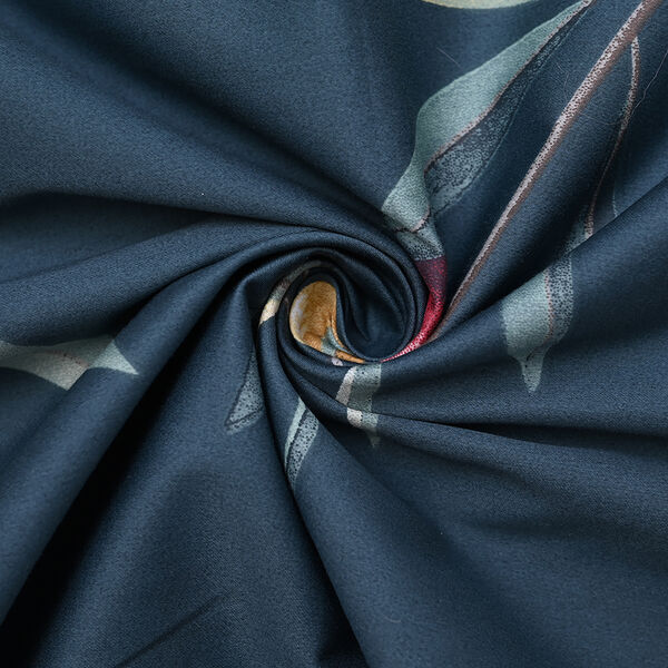 SERENITY NIGHT: 3er-Set - Seidensteppdecke und 2 Kissenbezüge, Olivenbaummuster, Dunkelblau und Rosé-beige image number 5