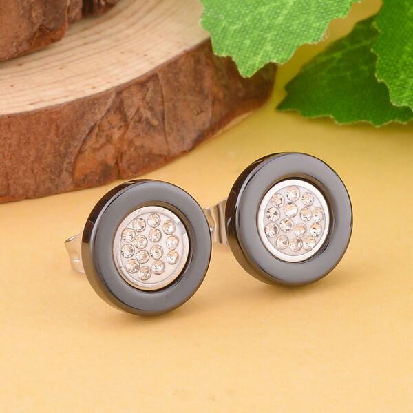 Schwarze Keramik-Kristall-Ohrstecker image number 2