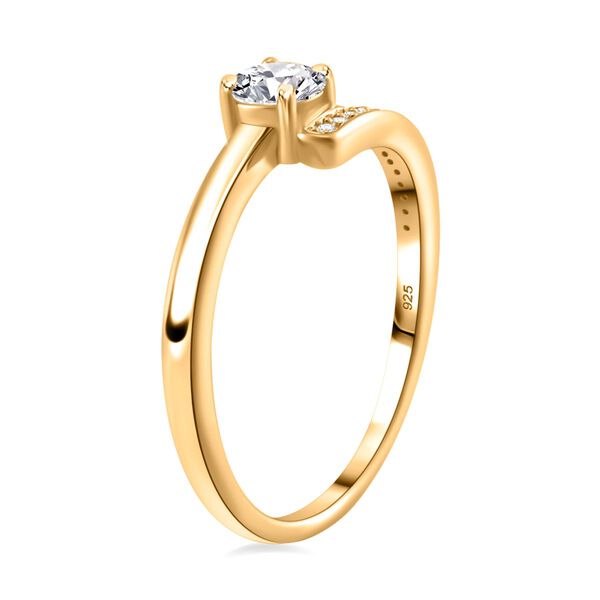 Moissanit Ring, 925 Silber 750 Gelbgold Vermeil - 0,39 ct. image number 3