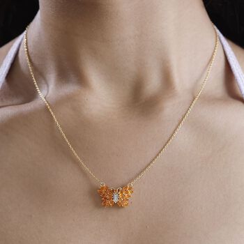 Feueropal und Zirkon Halskette, 45 cm - 1,33 ct.