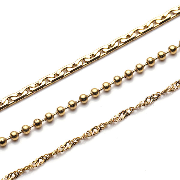 3er-Set - Singapur-, Kugel- und quadratische Panzerarmbänder- 9,8g image number 3