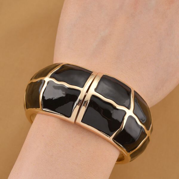 Emaille-Armreif mit Karomuster, ca. 18,5 cm, schwarz emailliert image number 3