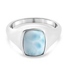 Larimar Solitär Herren Ring 925 Silber platiniert (Größe 20.00) ca. 3,70 ct
