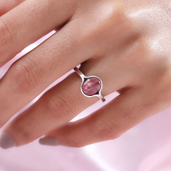 Norwegischer Thulit-Ring, 925 Silber platiniert  ca. 2,25 ct image number 3