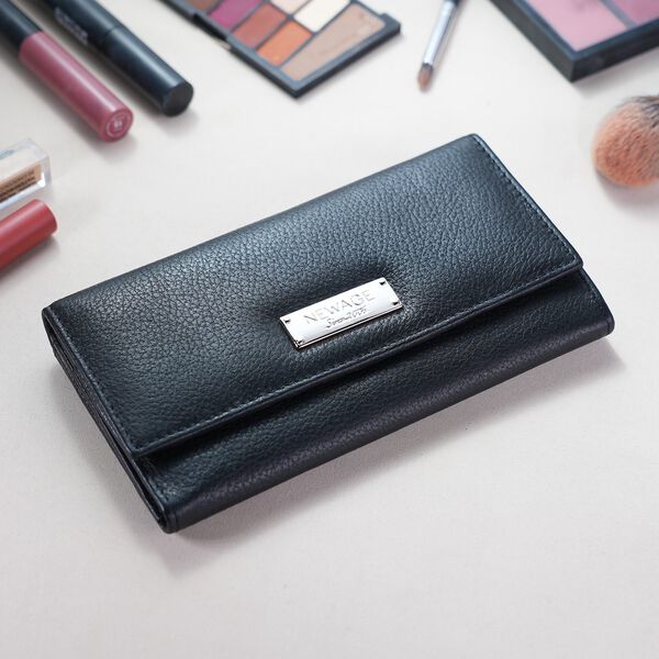 Moderne Geldbörse aus 100% echtem Leder, Marineblau image number 2