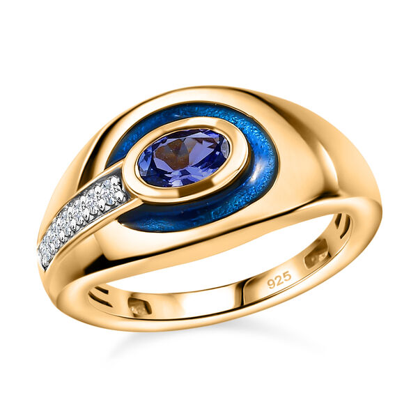 Tansanit und Zirkon Ring 925 Silber vergoldet  ca. 0,56 ct image number 4