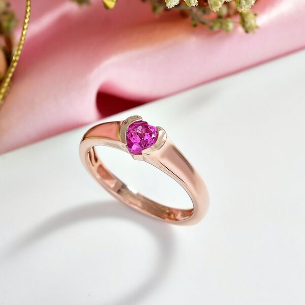 AAA Lab Grown Rosa Saphir Ring 925 Silber 750 rosévergoldet (Größe 17.00) ca. 0.64 ct image number 1