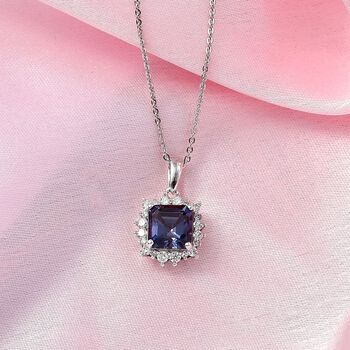 LUXURIANT AAA Labor Alexandrit und Labor Diamant Anh&auml;nger mit 50cm Kette - 2,42 ct.