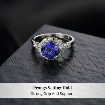 Rhapsody AAAA Tansanit, Wei&szlig;er Diamant Ring 950 Platin (Gr&ouml;&szlig;e 20.00) ca. 4,04 ct