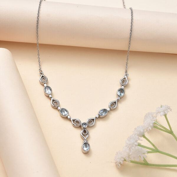 Himmelblaue Topas-Halskette, 45 cm - 2,81 ct. image number 2