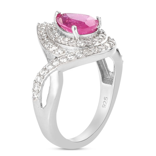 Premium Ilakaka Rosa Saphir und Zirkon Halo Ring, 925 Silber platiniert, 2,21 ct. image number 6