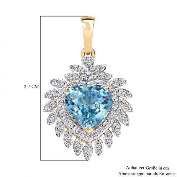 AAA Ratnakiri Blauer Zirkon, Weißer Diamant Anhänger 585 Gold ca. 3.10 ct image number 5