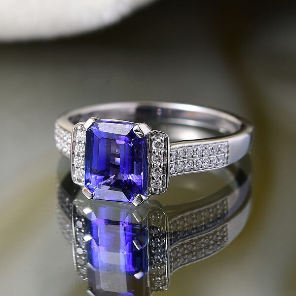 Rhapsody AAAA Tansanit, Weißer Diamant Ring 950 Platin (Größe 19.00) ca. 2,98 ct image number 1