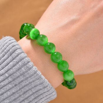 Flexibles gr&uuml;nes Katzenaugen Armband mit Chatoyance-Effekt