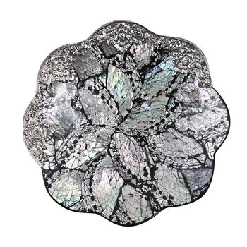 D'Joy Royal Bali- Abalone Muschel bl&uuml;tenf&ouml;rmige Dekoschale, 925 Silber, 23x11x6cm